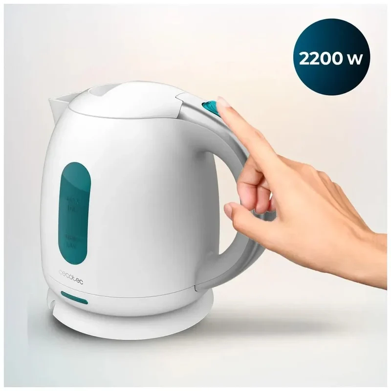 Hervidor de Agua 1L Blanco, Potente y Libre de BPA con Filtro Antical de Cecotec