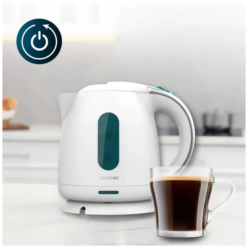 Hervidor de Agua 1L Blanco, Potente y Libre de BPA con Filtro Antical de Cecotec