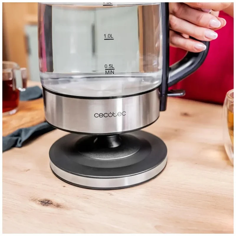 Hervidor de Agua Rápido y Seguro de 1,7L con Vidrio de Borosilicato y Luz LED de Cecotec