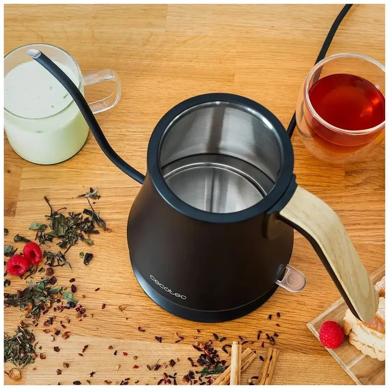 Hervidor de Agua 1L con Cuello de Cisne y 1200W, Diseño Inoxidable Elegante de Cecotec