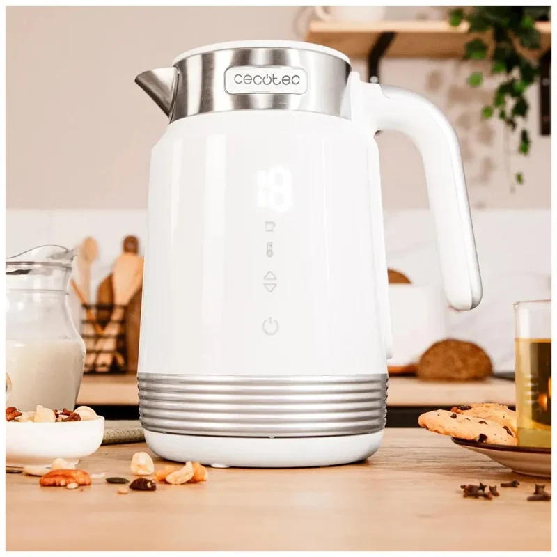 Hervidor de agua 1 7L 2200W libre de BPA ajuste de temperatura y Pantalla táctil Cecotec