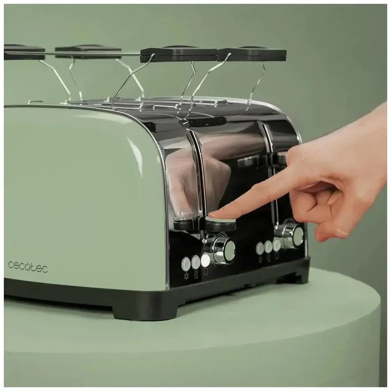 Tostadora de Acero Inoxidable 1700W con 4 Ranuras y Funciones Innovadoras de Cecotec