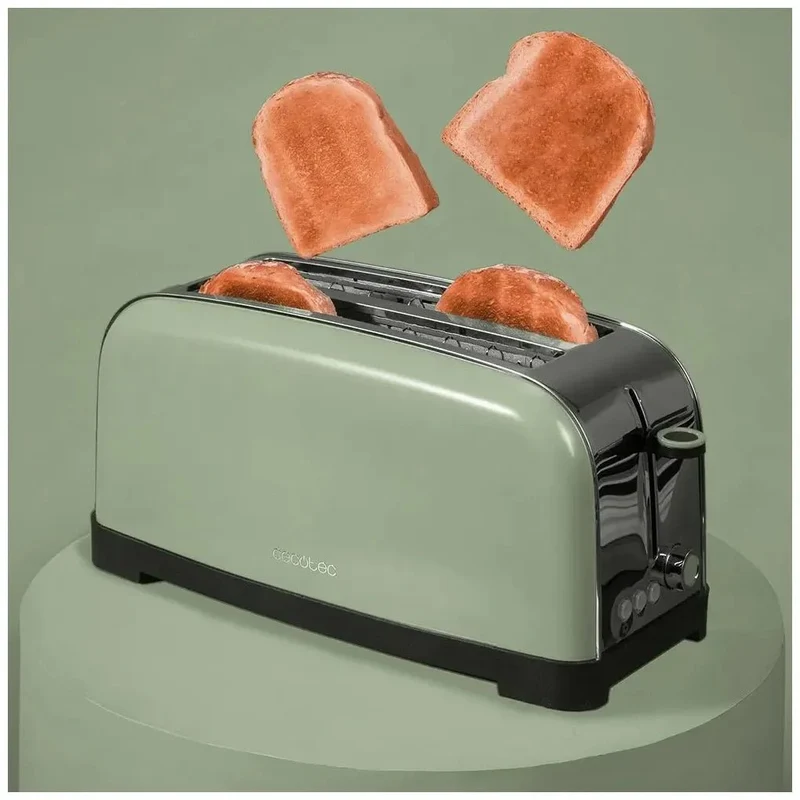 Tostadora de Acero Inoxidable de 1500W con Doble Ranura y Funciones Mejoradas de Cecotec