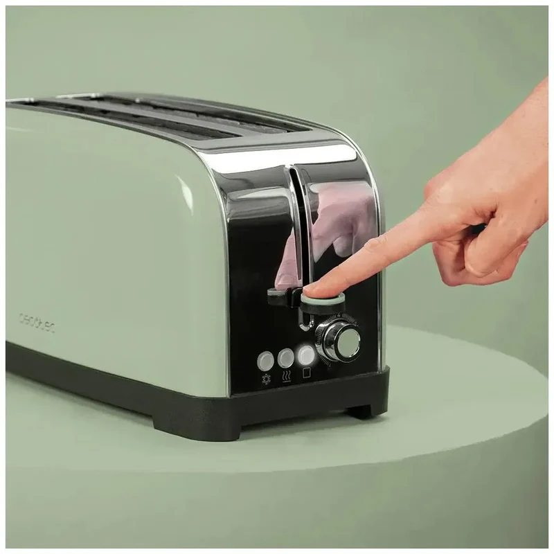 Tostadora de Acero Inoxidable de 1500W con Doble Ranura y Funciones Mejoradas de Cecotec