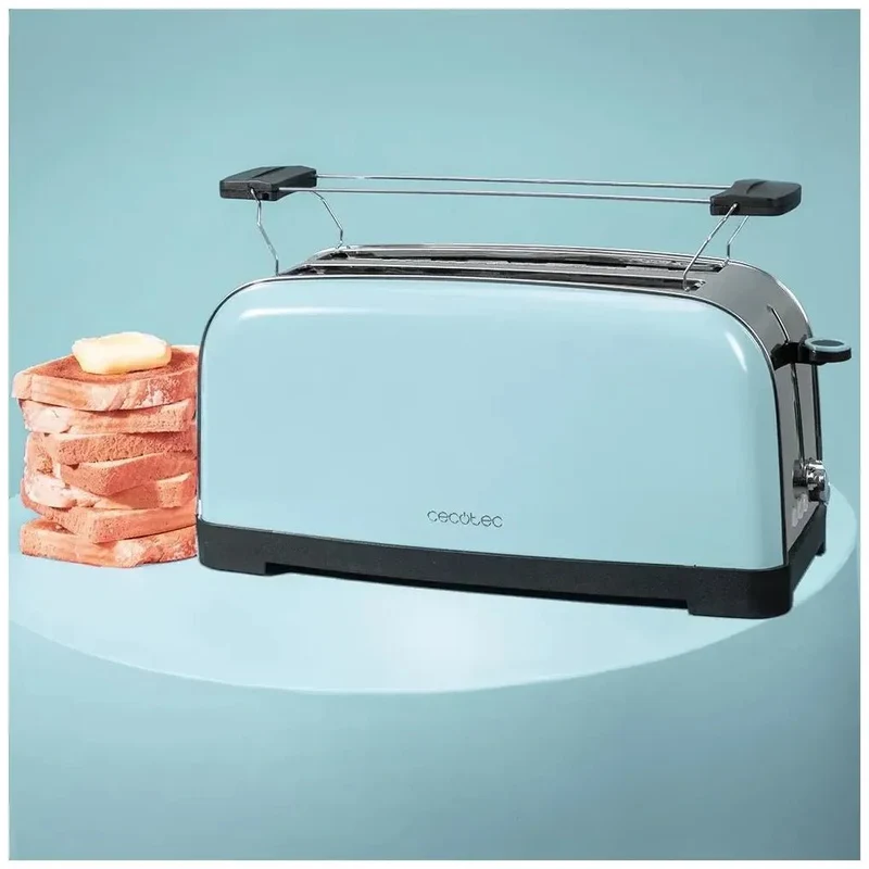 Tostador Vertical de Acero Inoxidable con Ranura Extendida y Potencia de 850W de Cecotec