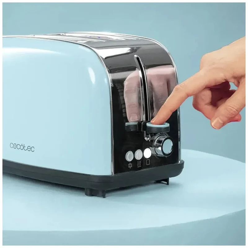 Tostador Vertical de Acero Inoxidable 850W con Ranura Ancha y Funciones Avanzadas de Cecotec