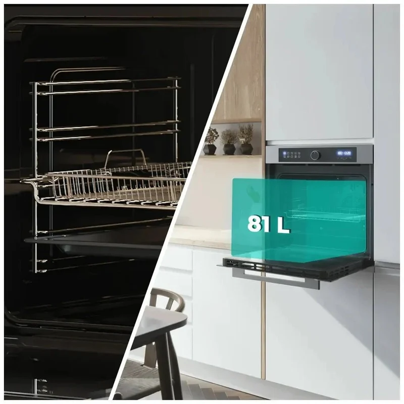 Horno Integrado de 81L con Tecnología Airfryer, Vapor y 11 Opciones para una Cocina Saludable de Cecotec