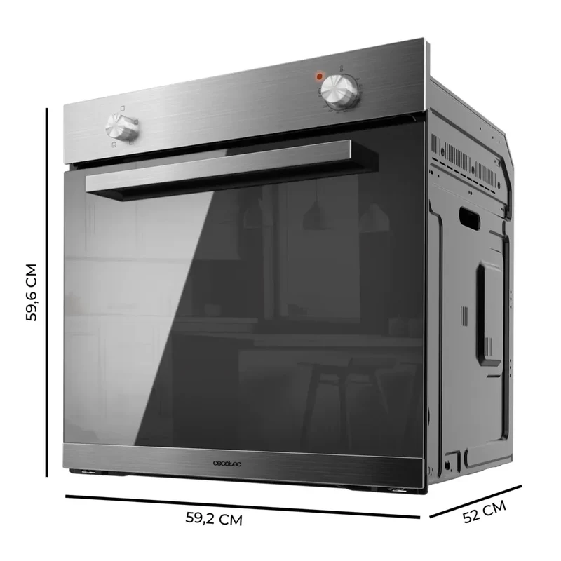 Horno Integrado de 77L con Vapor y Clase A de Eficiencia Energética de Cecotec