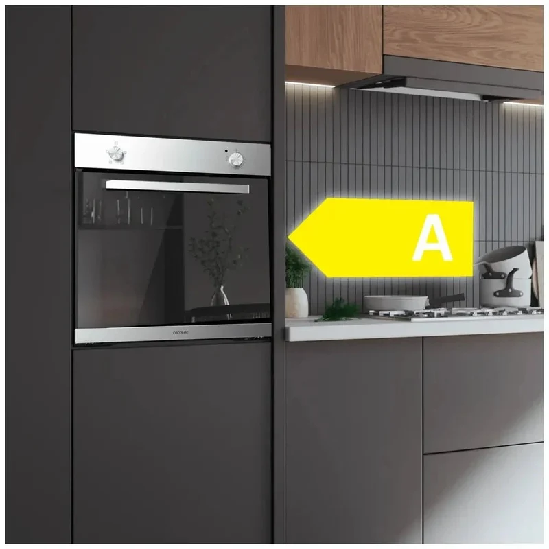 Horno Integrado de 77L con Vapor y Clase A de Eficiencia Energética de Cecotec