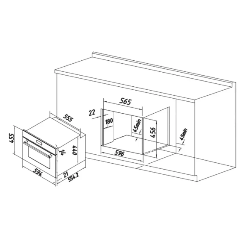 Horno Integrable 53L con Vapor y Grill, Eficiencia Energética A, 2600W de Cecotec