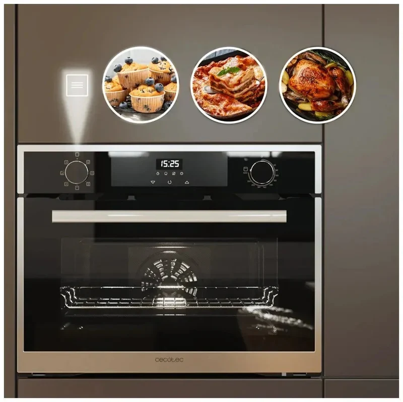 Horno Integrable 53L con Vapor y Grill, Eficiencia Energética A, 2600W de Cecotec