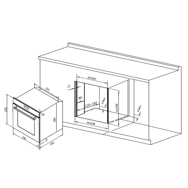 Horno Integrable Multifuncional de 72L con Vapor y Eficiencia Energética Clase A de Cecotec