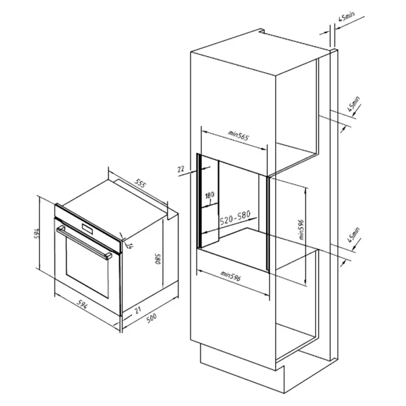 Horno Integrable Multifuncional de 72L con Vapor y Eficiencia Energética Clase A de Cecotec