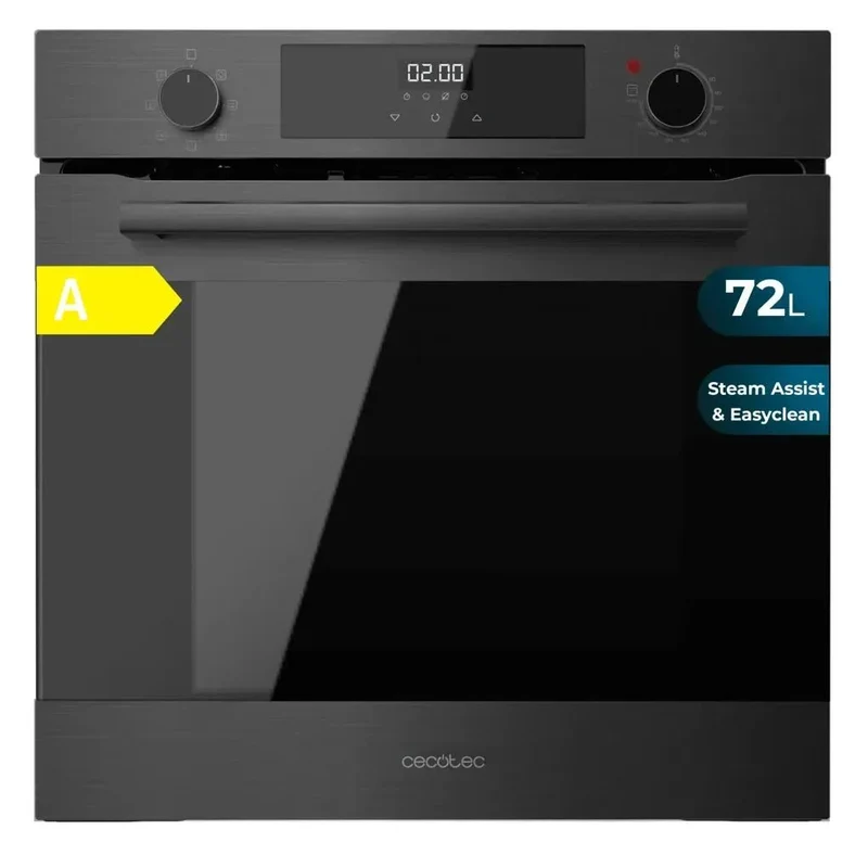 Horno Integrado Multifuncional de 72L con Asistencia de Vapor y 7 Prácticas Opciones de Cecotec