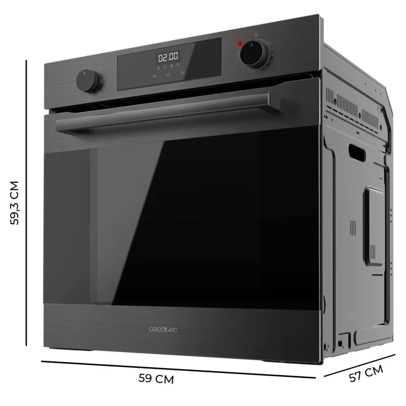 Horno Integrado Multifuncional de 72L con Asistencia de Vapor y 7 Prácticas Opciones de Cecotec
