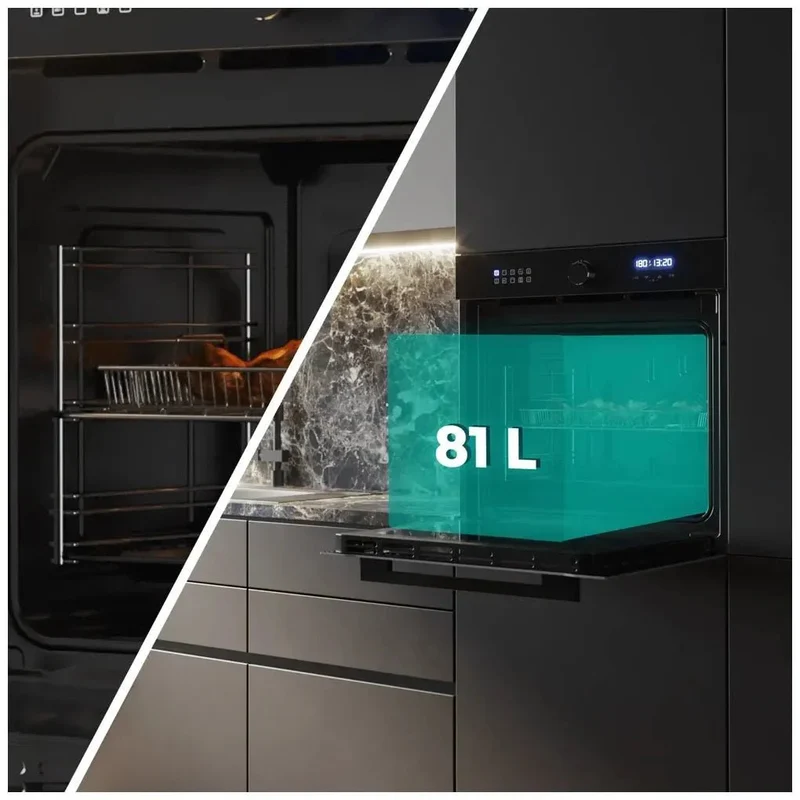 Horno Integrable de 81L con Airfryer, Vapor y 11 Funciones para una Cocina Saludable de Cecotec