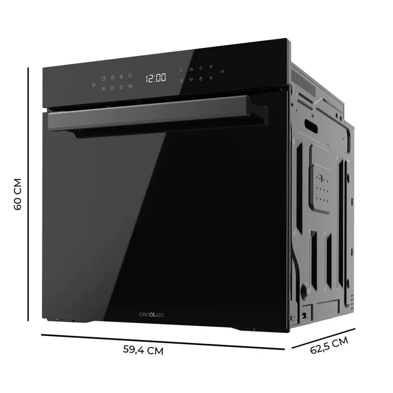 Horno Integrable 81L con Airfryer, Pirólisis y Eficiencia A+ para Cocina Profesional de Cecotec