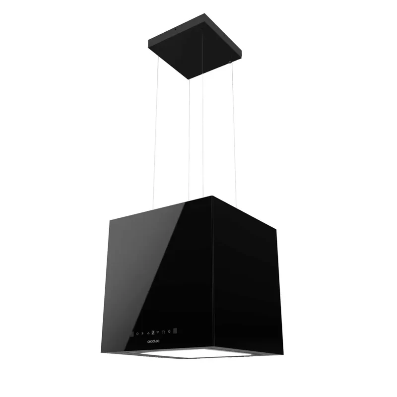 Campana Extractora Cuadrada 44cm Vidrio Negro A++ con Control por Gestos y LED de Cecotec