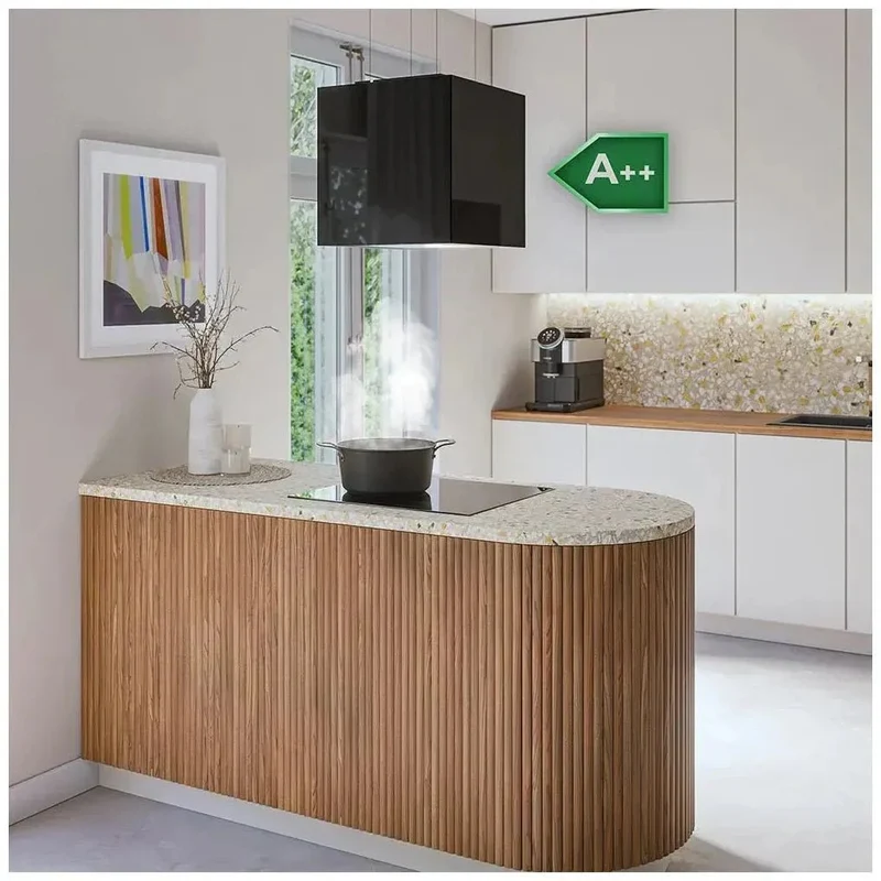 Campana Extractora Cuadrada 44cm Vidrio Negro A++ con Control por Gestos y LED de Cecotec