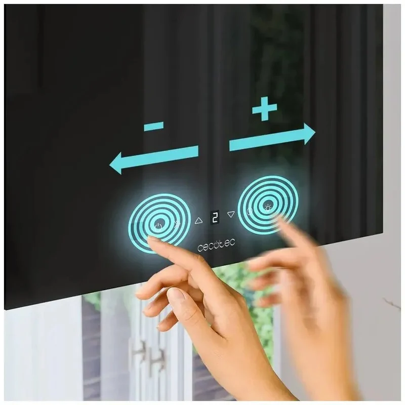 Campana Extractora Cuadrada 44cm Vidrio Negro A++ con Control por Gestos y LED de Cecotec