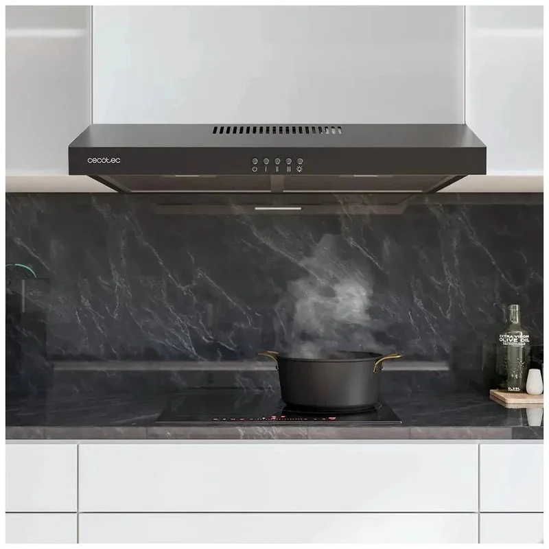 Campana Extractora Negra 60cm: Diseño Moderno y Potente Succión 220m3/h de Cecotec