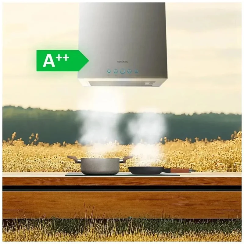 Campana Extractora Inoxidable A++ de 38cm con Succión 800m3/h y Filtros de Carbono de Cecotec
