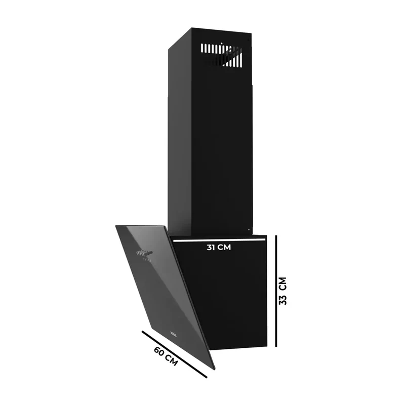 Campana Extractora 60cm Vidrio Negro, Succión 350m3/h, Eficiencia Energética B de Cecotec