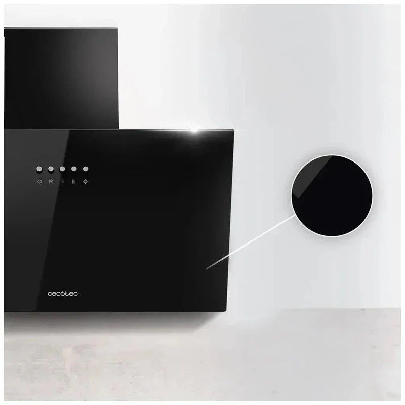 Campana Extractora 60cm Vidrio Negro, Succión 350m3/h, Eficiencia Energética B de Cecotec