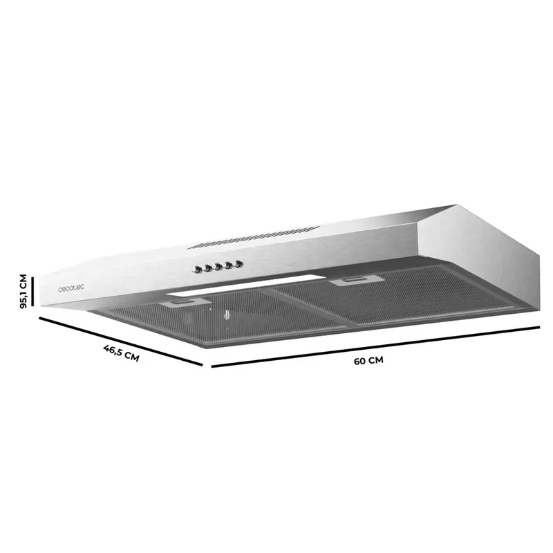 Campana Extractora Inoxidable 60cm con Potente Succión y Eficiencia Energética de Cecotec