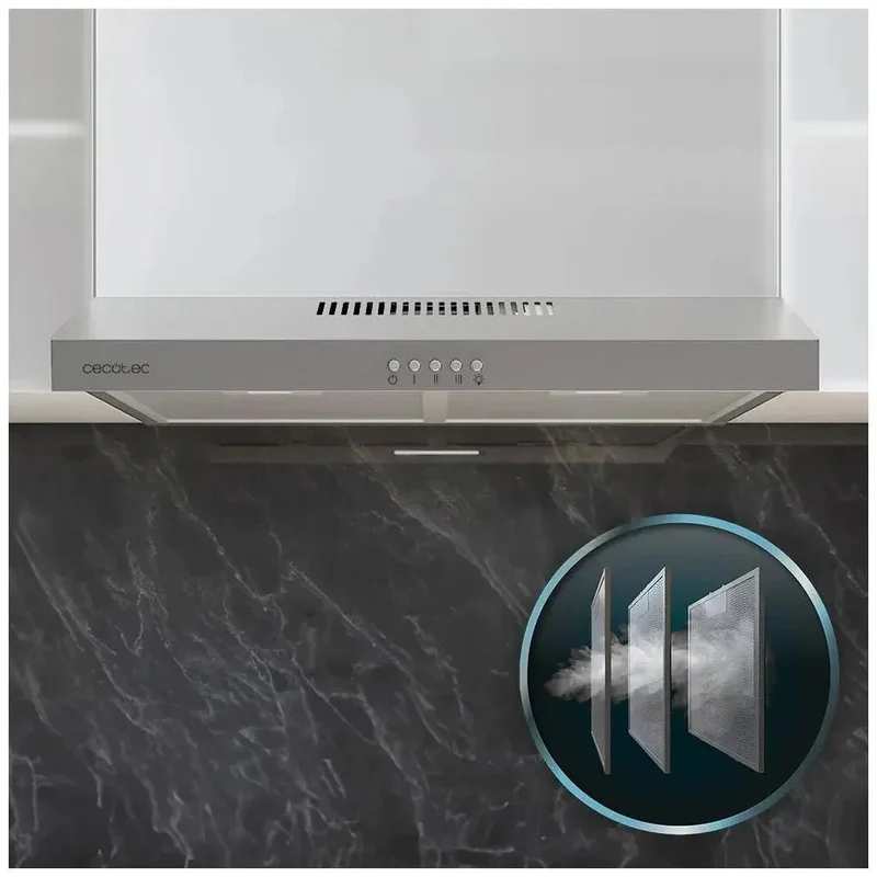 Campana Extractora Inoxidable 60cm con Potente Succión y Eficiencia Energética de Cecotec
