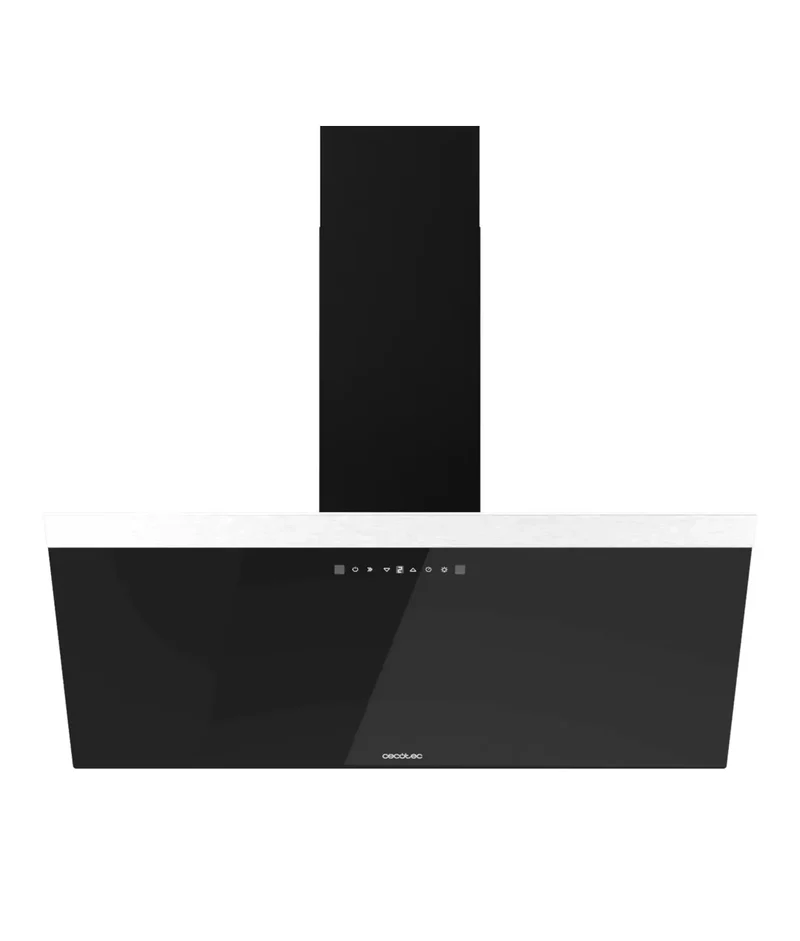 Campana Extractora 90cm Vidrio Negro, Succión 650m3/h, Control Táctil y LED de Cecotec