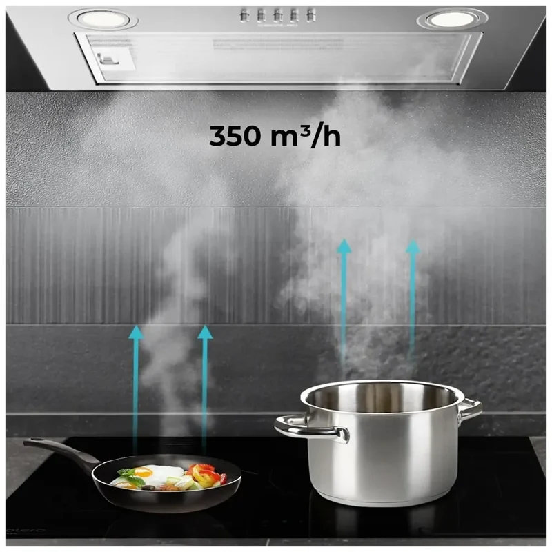 Campana Extractora Inoxidable 52cm, Alta Succión 350m3/h, Eficiencia Energética A de Cecotec