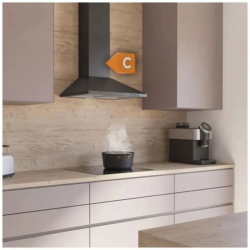 Campana Extractora Negra 60cm con Alta Succión y Bajo Ruido para Cocinas Modernas de Cecotec