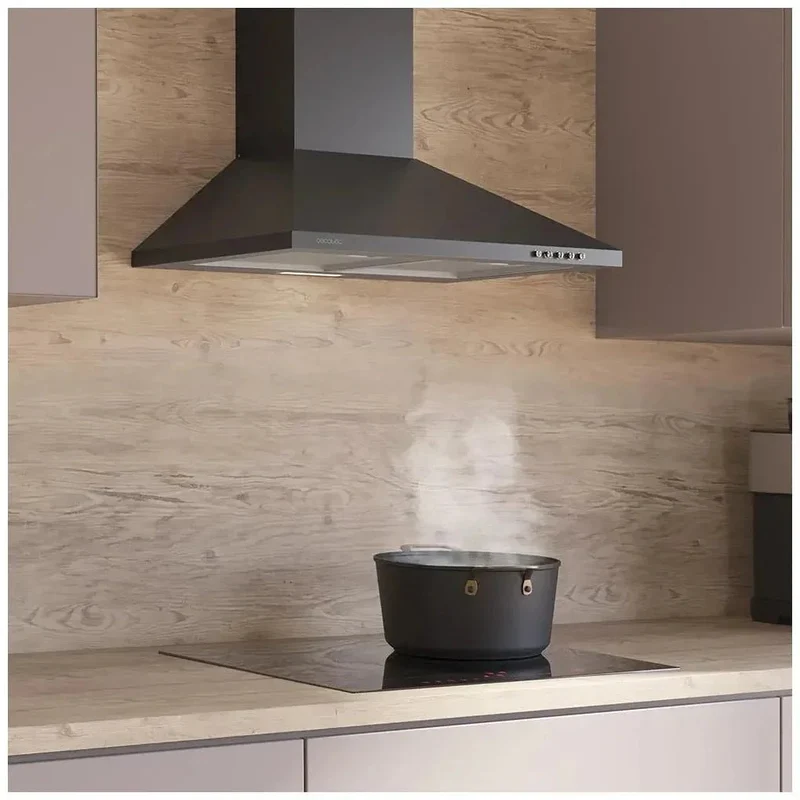 Campana Extractora Negra 60cm con Alta Succión y Bajo Ruido para Cocinas Modernas de Cecotec
