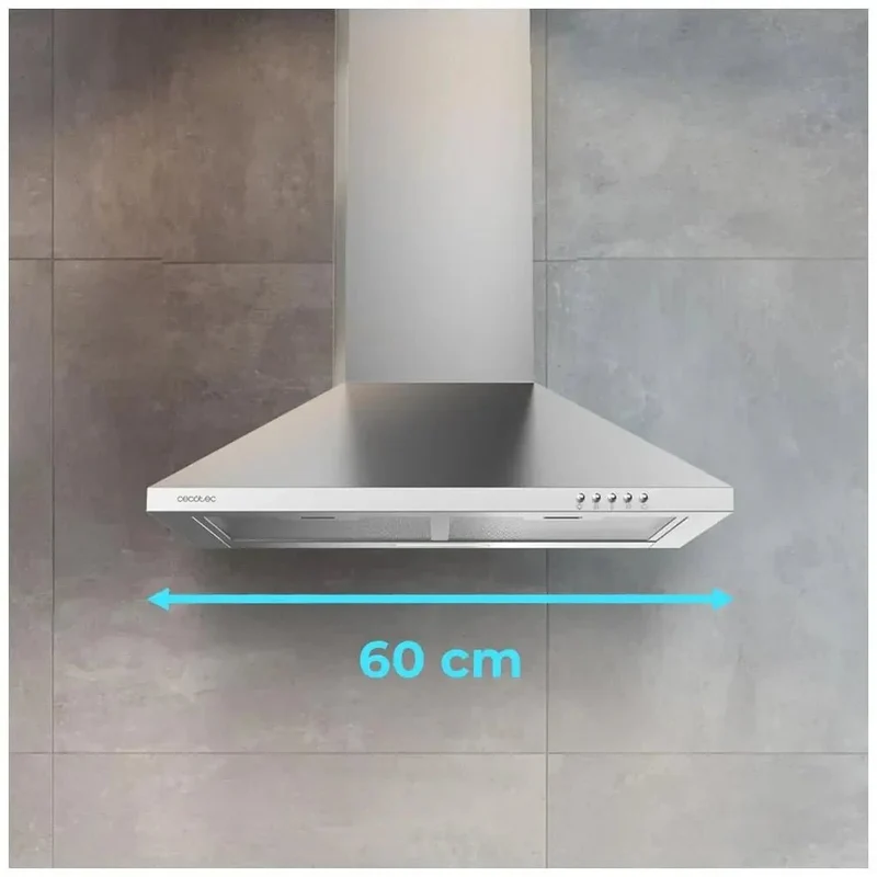 Campana Extractora Inoxidable 60cm, 350m3/h, Clase B, Filtros de Carbono y LED de Cecotec