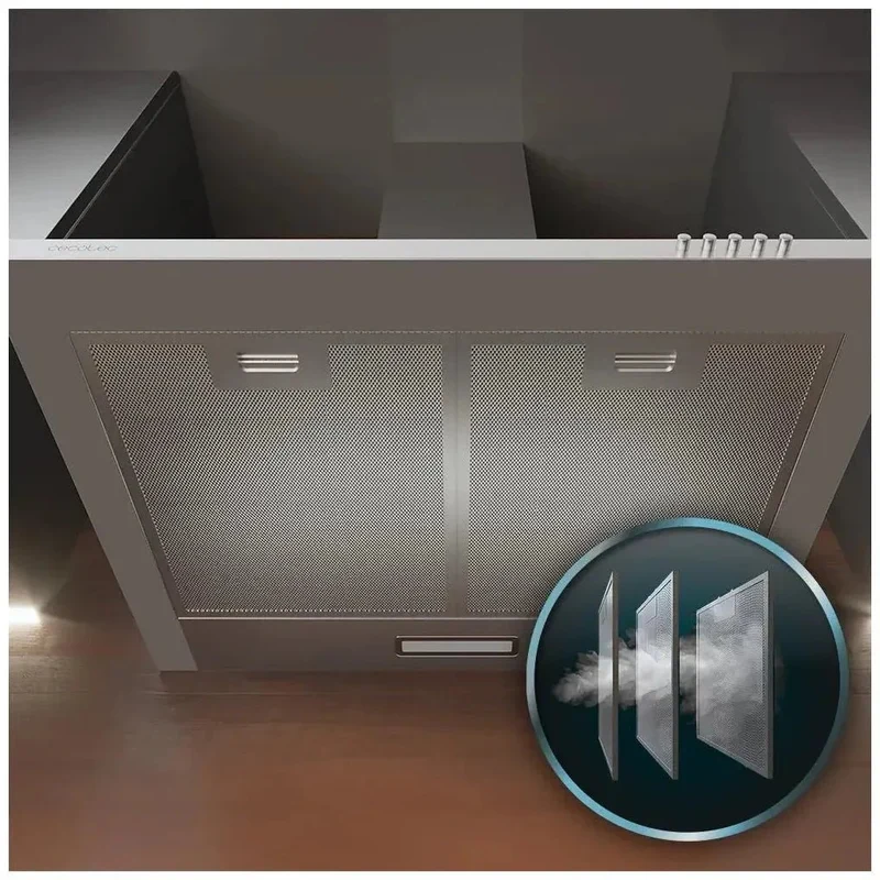 Campana Extractora Inoxidable 60cm, 350m3/h, Clase B, Filtros de Carbono y LED de Cecotec