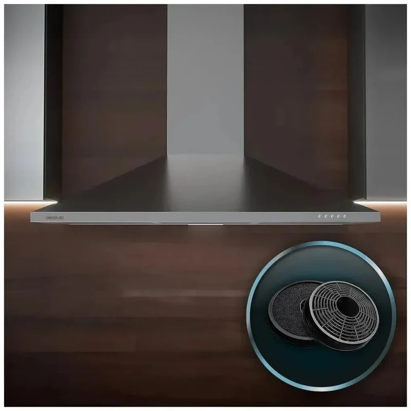 Campana Extractora Inoxidable 60cm, 350m3/h, Clase B, Filtros de Carbono y LED de Cecotec