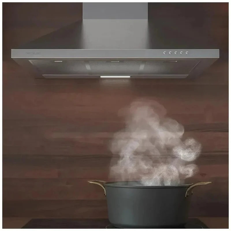 Campana Extractora Inoxidable 90cm, 350m3/h, Clase B, Filtros de Carbono y LED de Cecotec