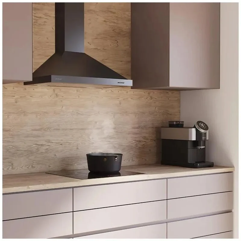 Campana Extractora Negra 60cm, 650m3/h, Clase A, con Filtros de Carbono y LED de Cecotec