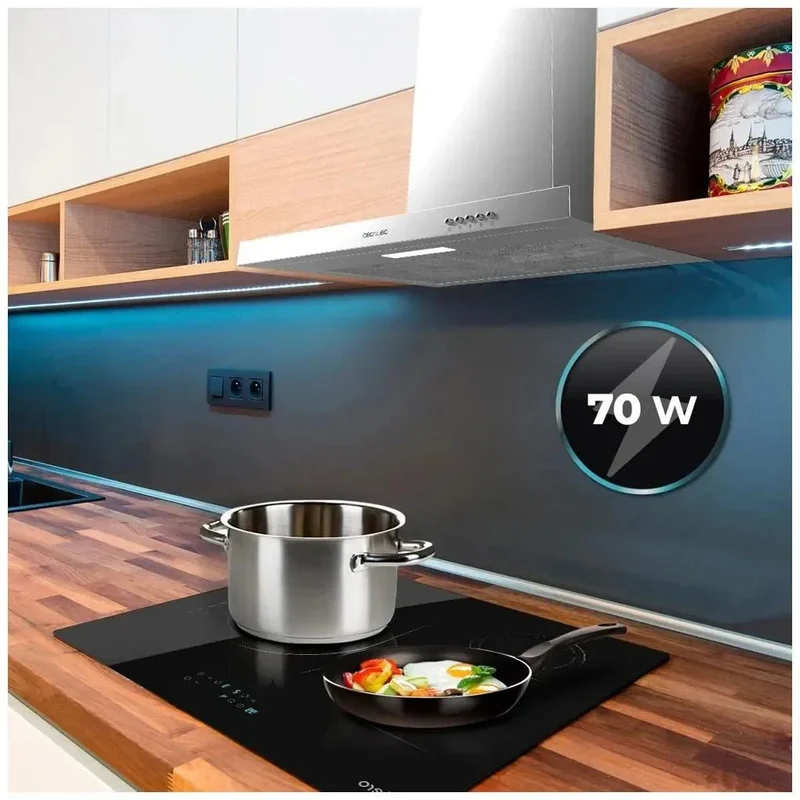 Campana Extractora Inoxidable 60cm, 350m3/h, Clase A, Filtros de Carbono y LED de Cecotec