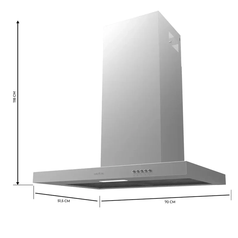 Campana Extractora Inoxidable 70cm con Alta Succión y Eficiencia Energética A de Cecotec