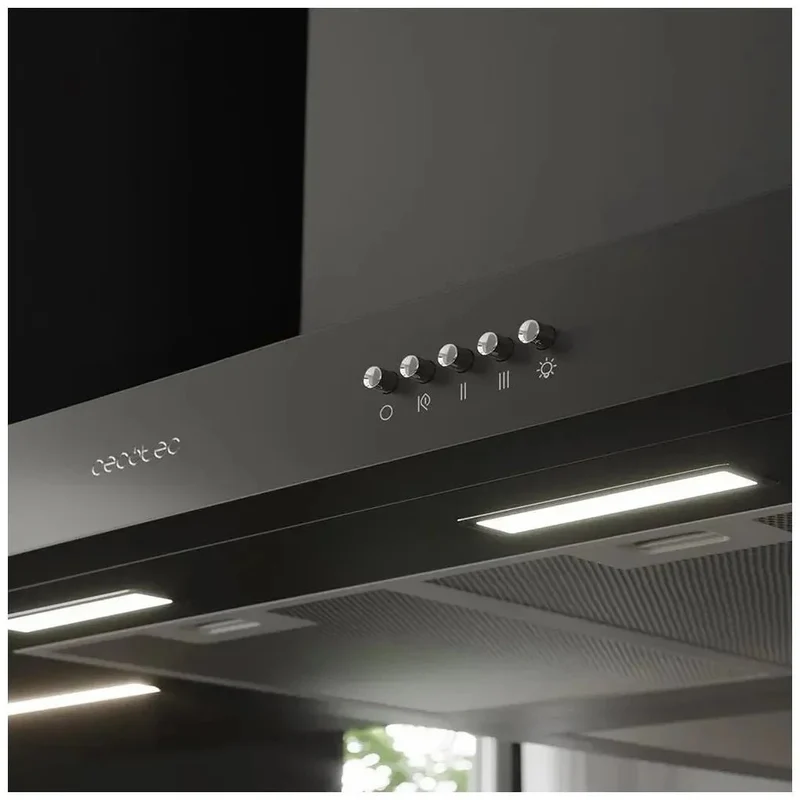 Campana Extractora 60cm Negra, Alta Succión 650m3/h, Eficiencia Energética Clase A de Cecotec