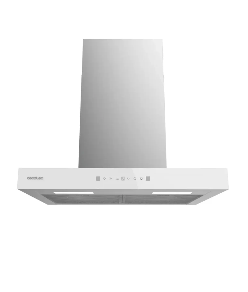 Campana Extractora 60cm Cristal Blanco, Succión 550m3/h, A++, Control Táctil de Cecotec