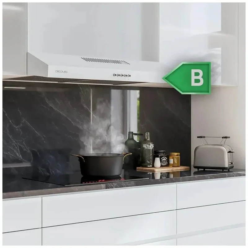 Campana Extractora Blanca 60cm: Potente Succión y Diseño Minimalista de Cecotec