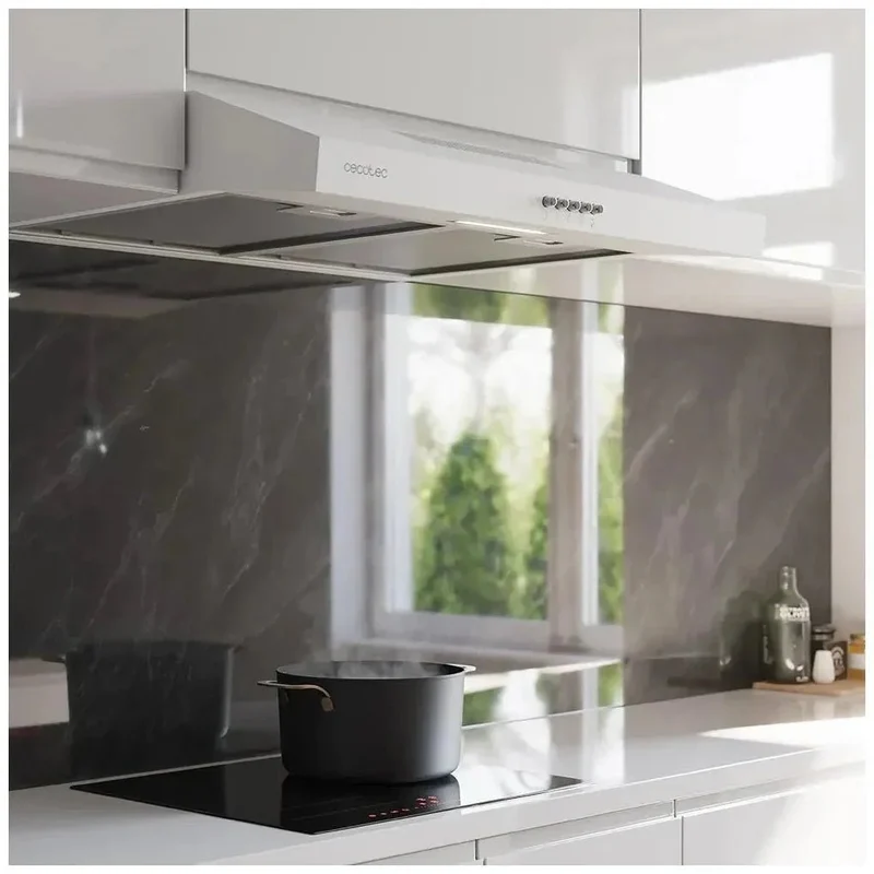 Campana Extractora Blanca 60cm: Potente Succión y Diseño Minimalista de Cecotec