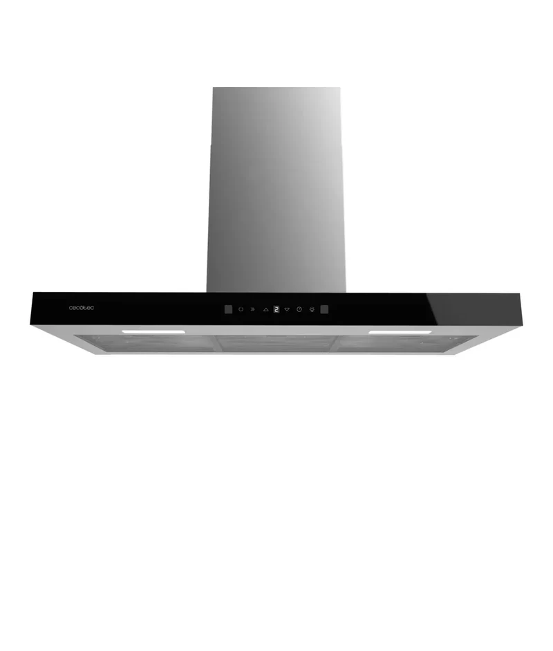 Campana Extractora 90cm Cristal Negro, Succión 550m3/h, A++, Control Táctil y Gestual de Cecotec