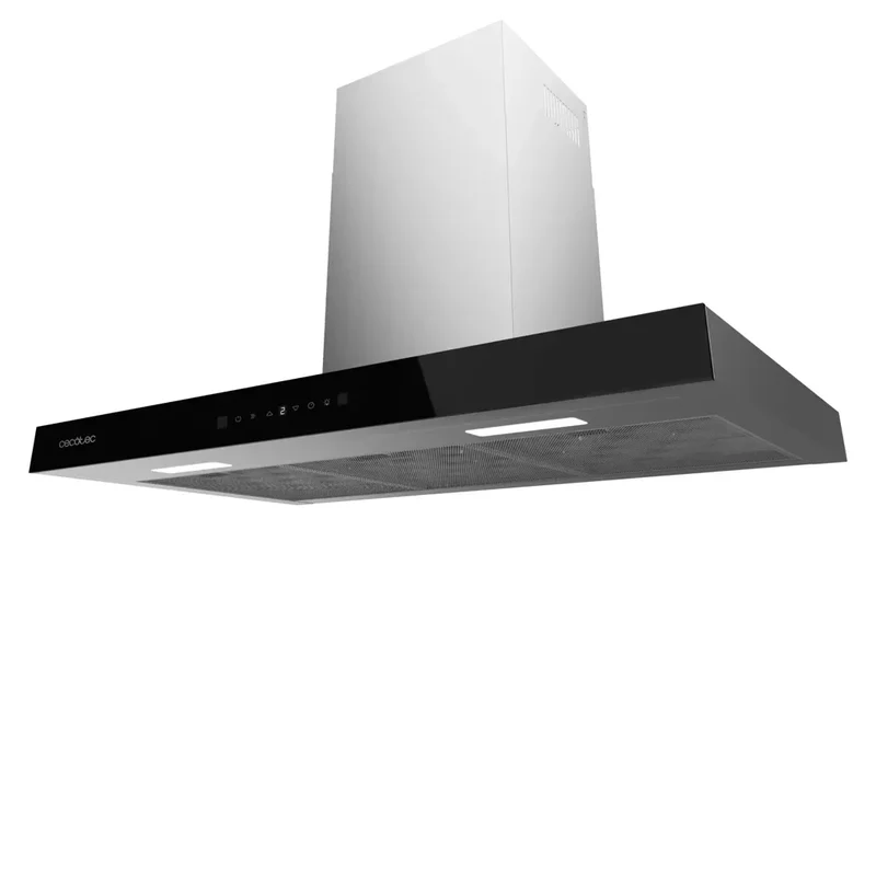 Campana Extractora 90cm Cristal Negro, Succión 550m3/h, A++, Control Táctil y Gestual de Cecotec