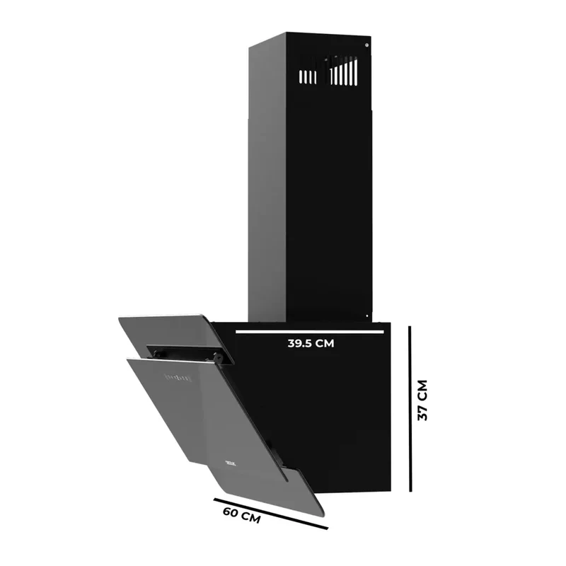 Campana Extractora de 60 cm en Cristal Oscuro, Capacidad de Succión 800 m³/h, Eficiencia A++, Con Control Táctil y Gestual de Cecotec