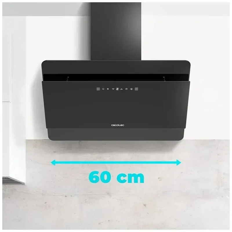 Campana Extractora de 60 cm en Cristal Oscuro, Capacidad de Succión 800 m³/h, Eficiencia A++, Con Control Táctil y Gestual de Cecotec