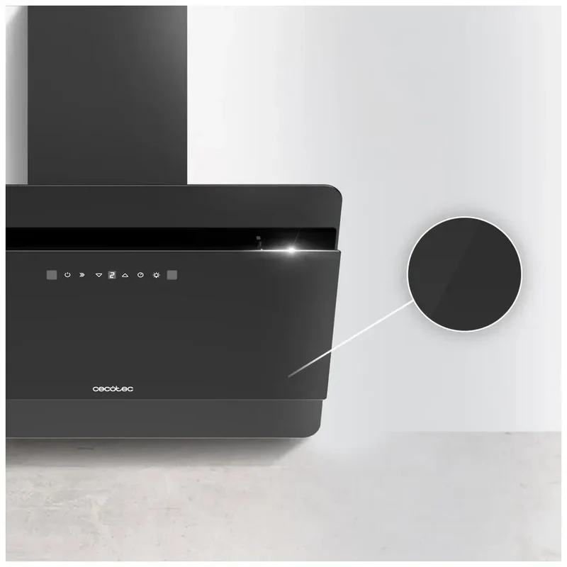 Campana Extractora de 60 cm en Cristal Oscuro, Capacidad de Succión 800 m³/h, Eficiencia A++, Con Control Táctil y Gestual de Cecotec